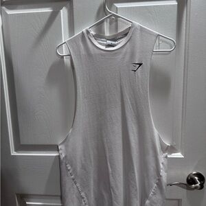 Gymshark White Muscle Tee with Drop arm